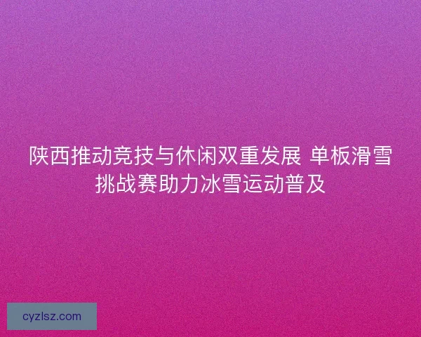 陕西推动竞技与休闲双重发展 单板滑雪挑战赛助力冰雪运动普及