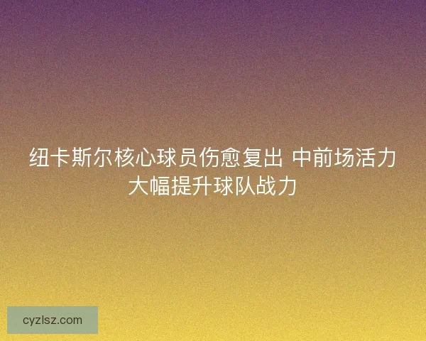 纽卡斯尔核心球员伤愈复出 中前场活力大幅提升球队战力