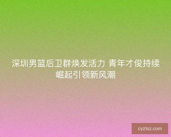 深圳男篮后卫群焕发活力 青年才俊持续崛起引领新风潮